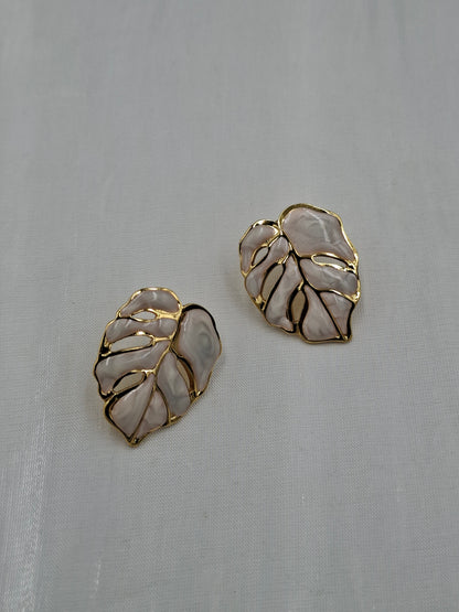 White Tropical Palm Earrings