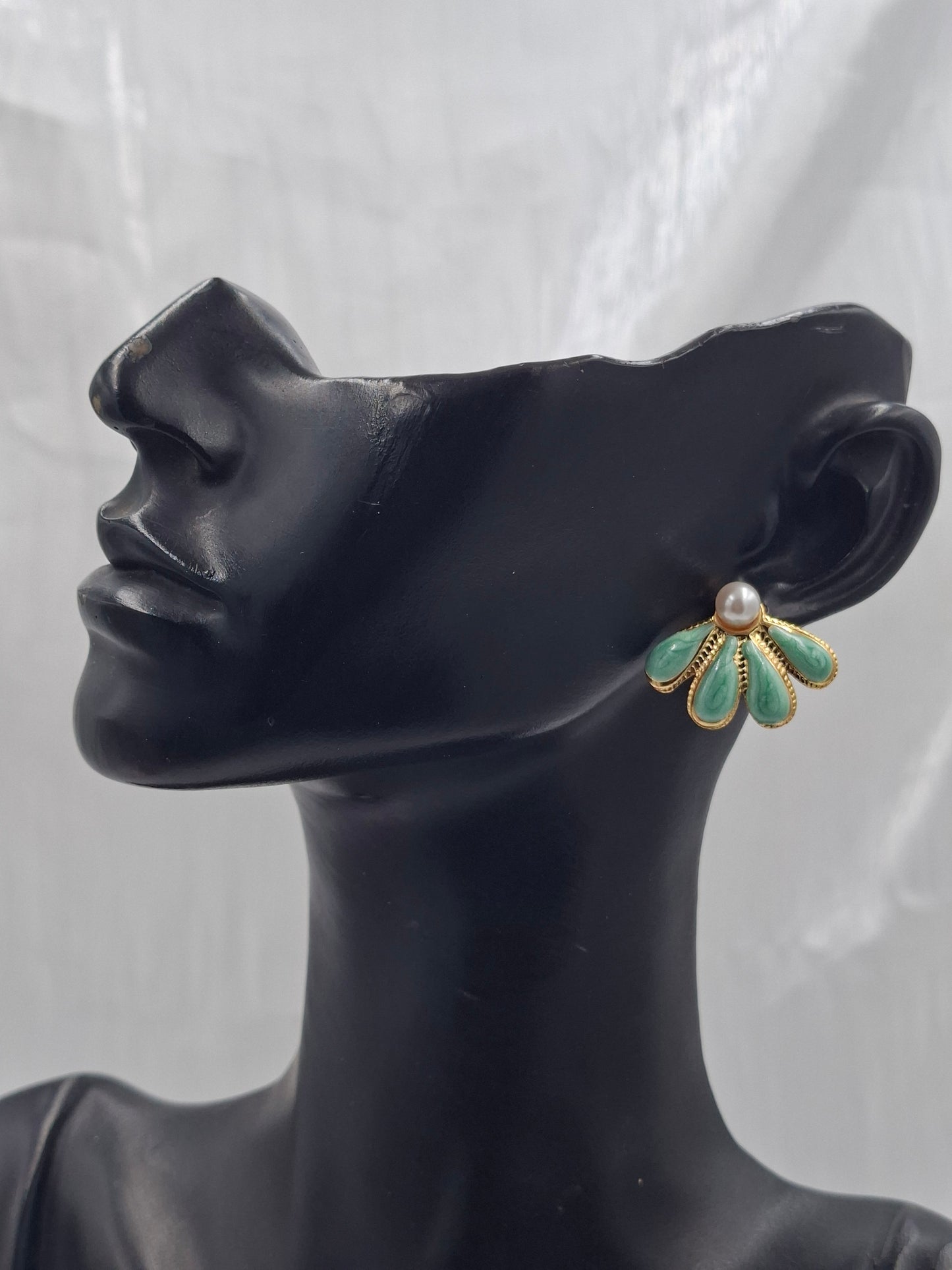 Green Fan Earrings