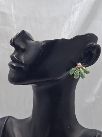 Green Fan Earrings