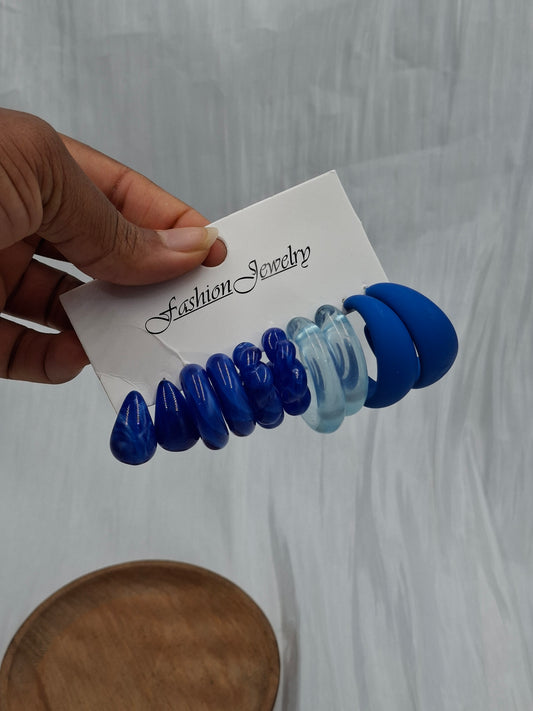 Blue Acrylic Hoop Pack