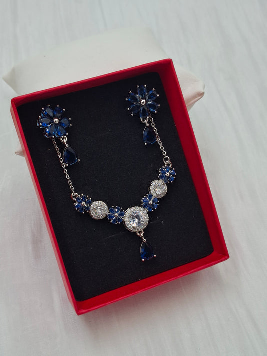 Silver and Blue Necklace Set