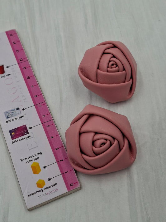 Leather Rose Earrings
