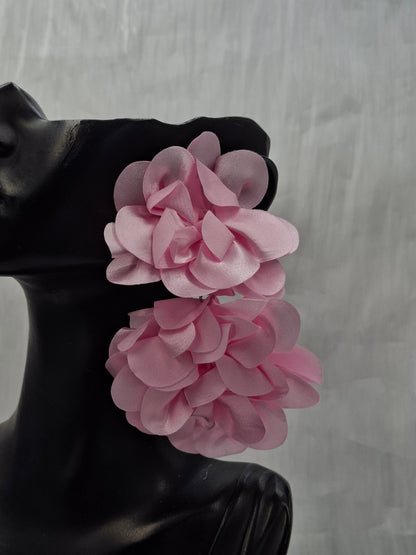 Pink Drop Flower Earrings