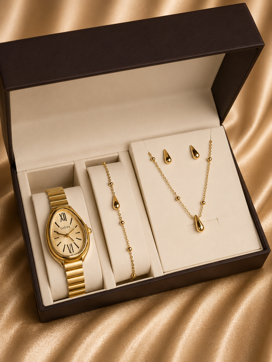Gold TearDrop Jewelry Gift Set