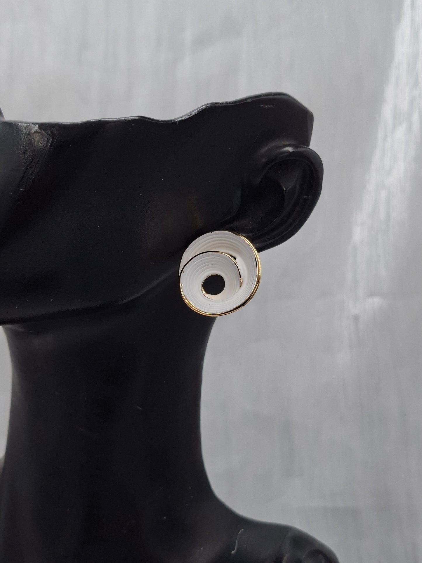 White Enamel Swirl Earrings