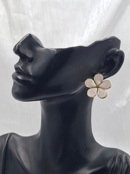 White Floral Earrings