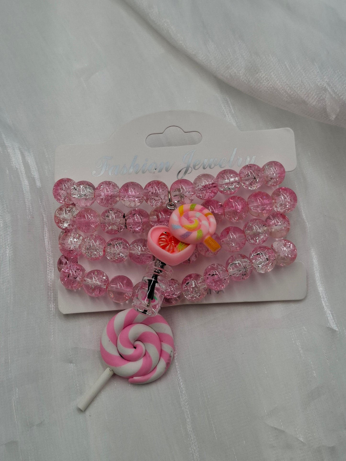 Candy Pink Glass Bead Bracelets