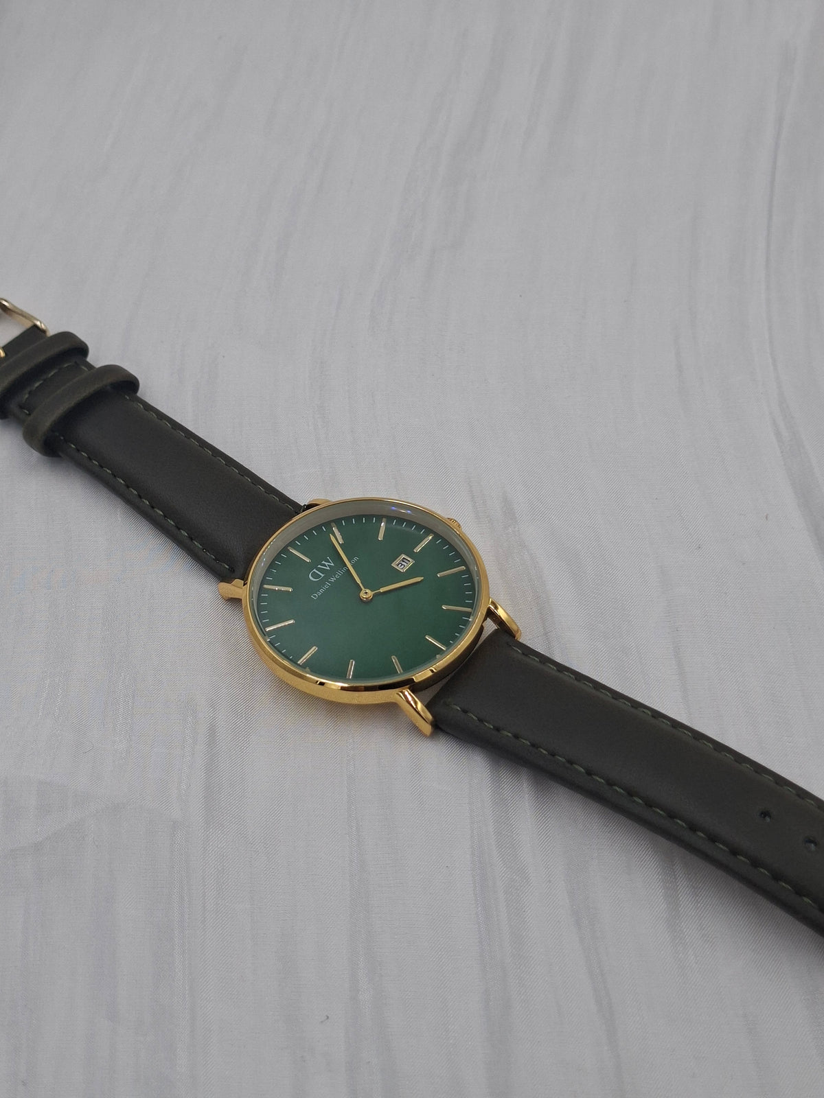 DW Green Leather Wristwatch