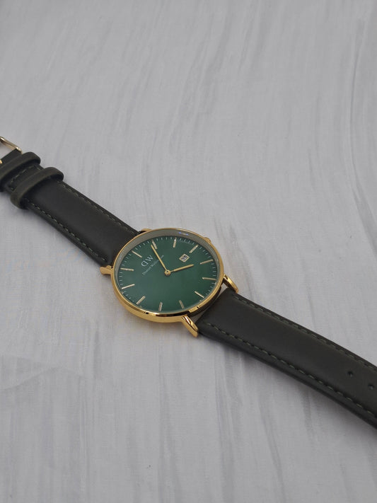 DW Green Leather Wristwatch