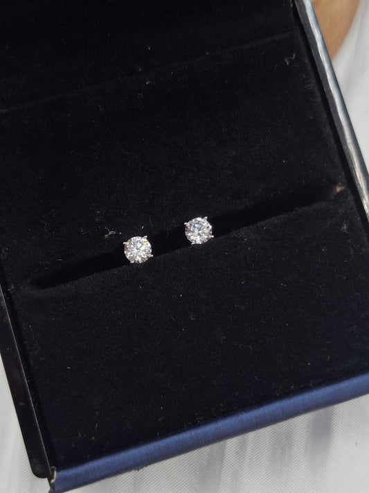 Small Silver CZ Stud Earrings