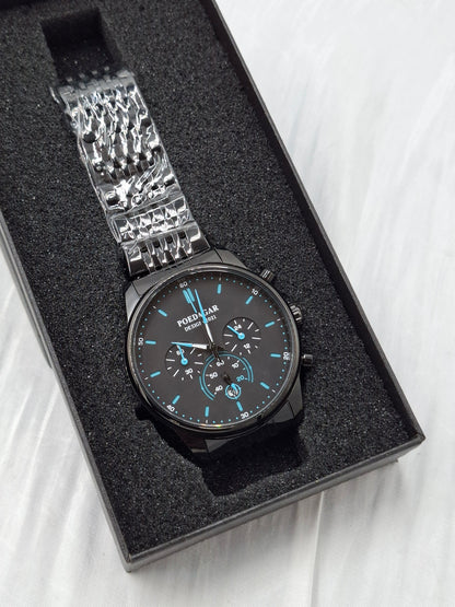 Black and Blue Chain Poedagar Wristwatch