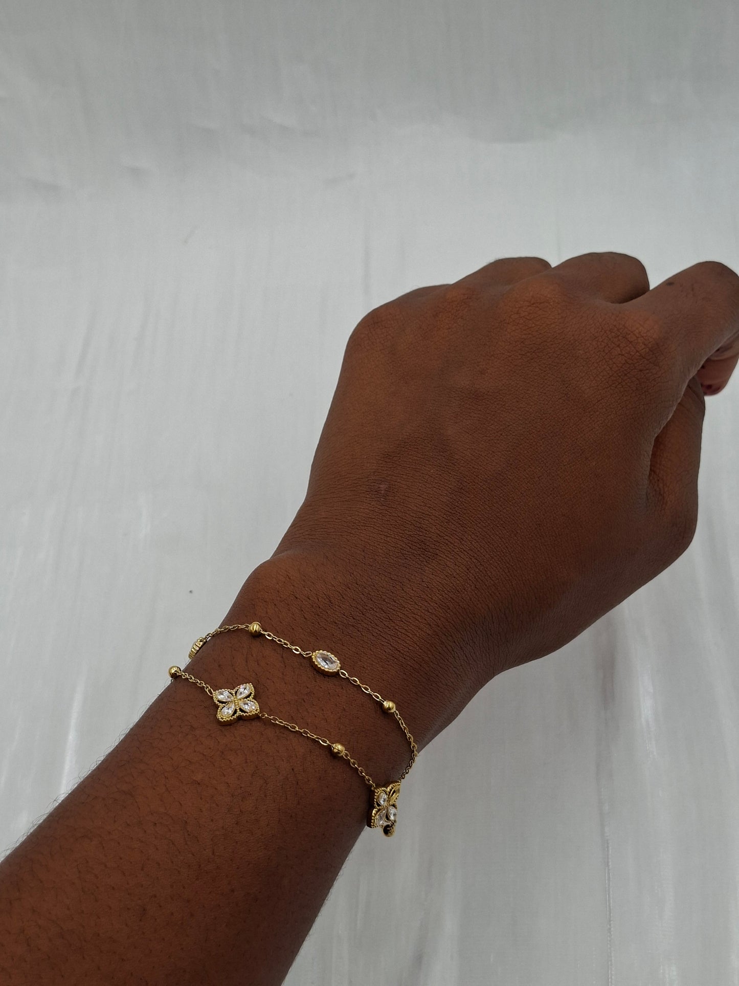 Crystal Clover Layered Bracelet