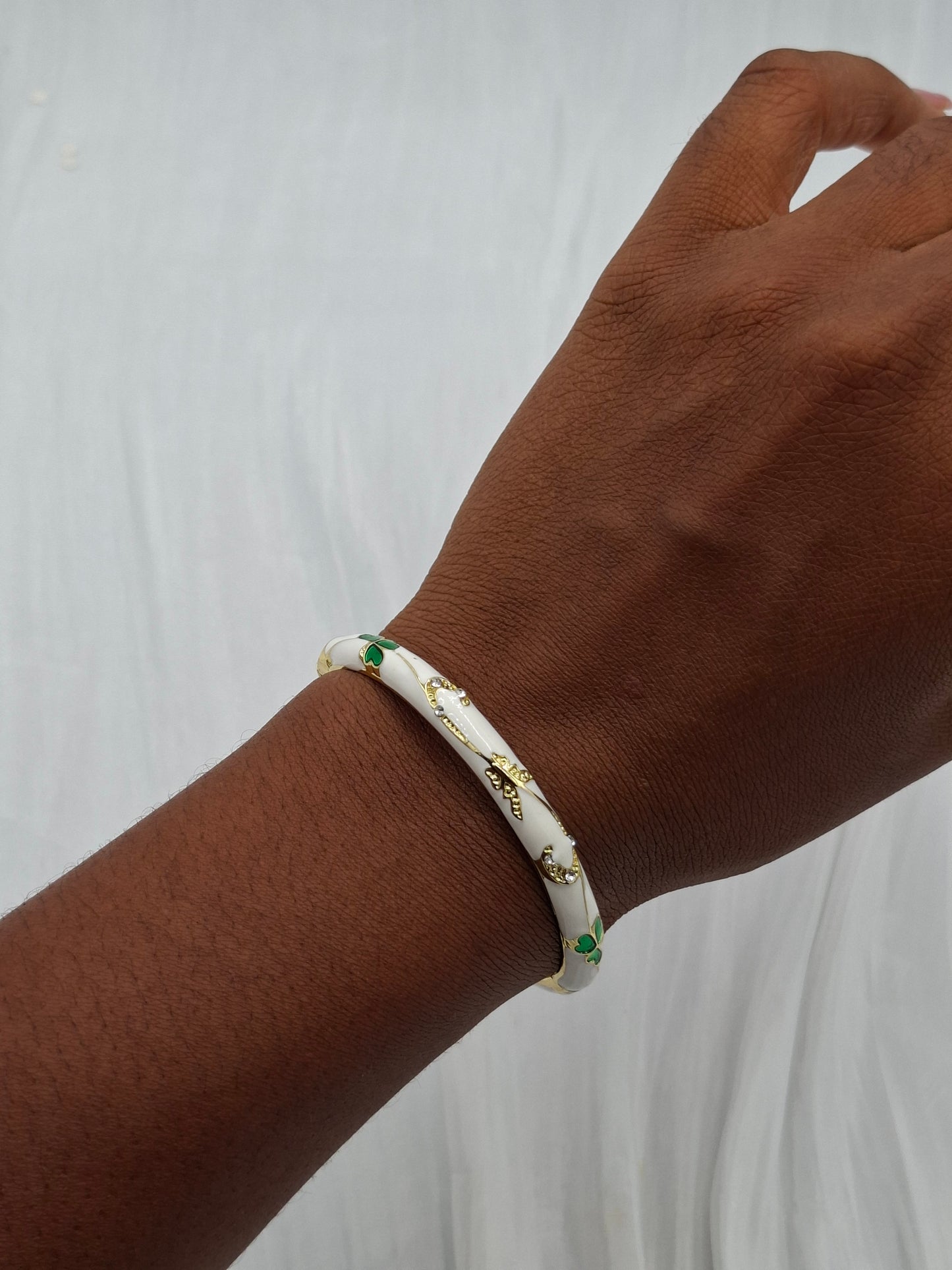 White Botanical Bangle