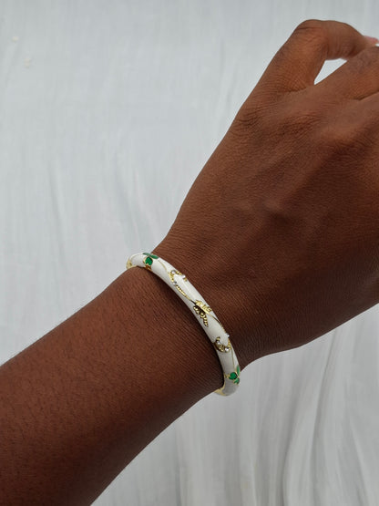 White Botanical Bangle