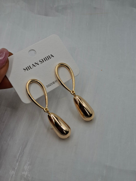 Gold Loop Drop Earrings
