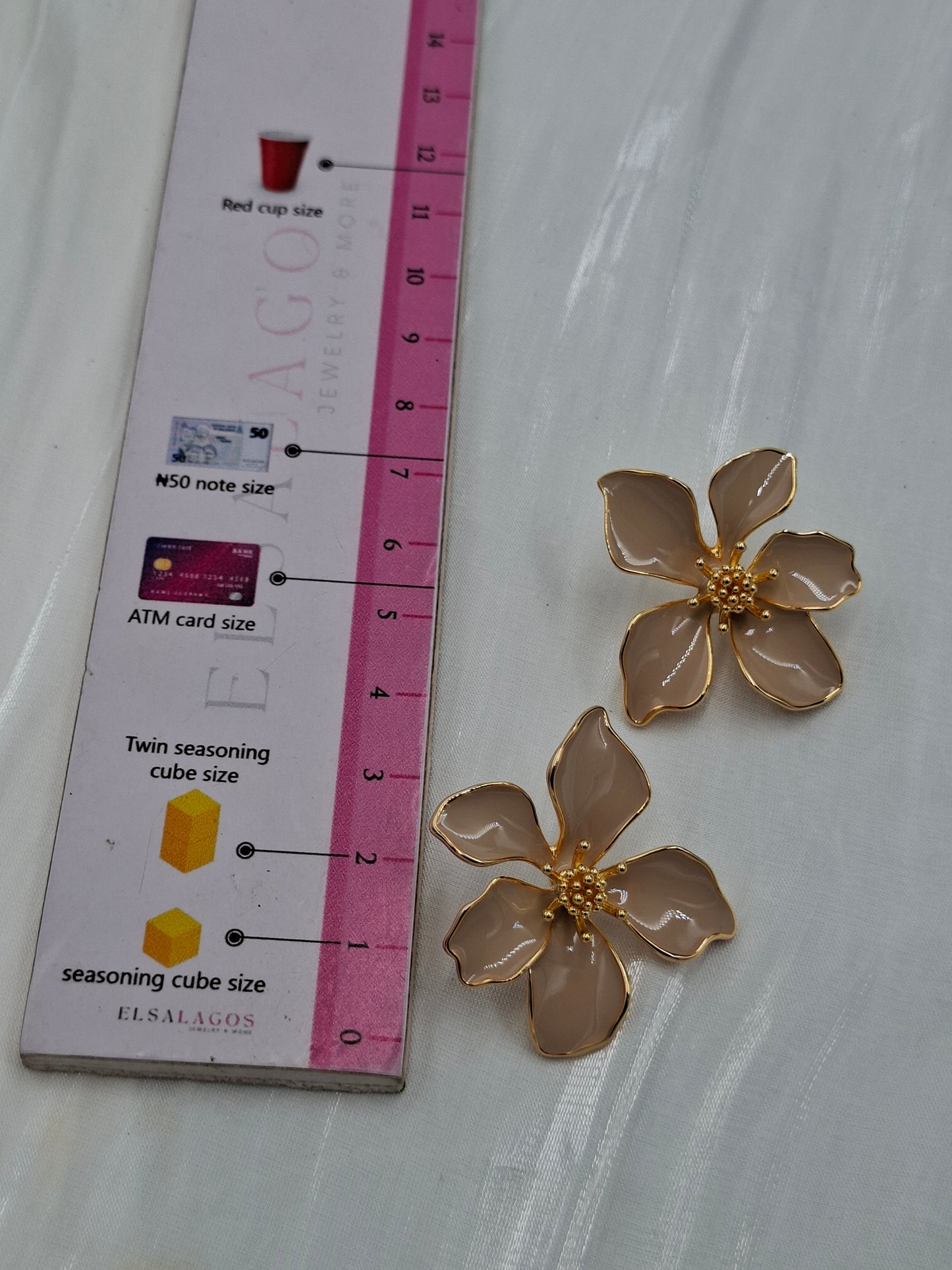 Brown Enamel Flower Earrings