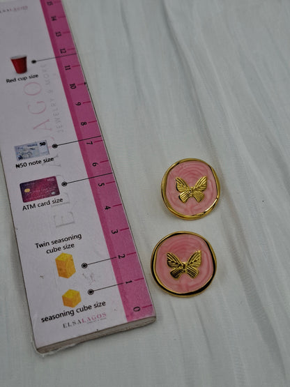 Pink Butterfly Stamp Earrings