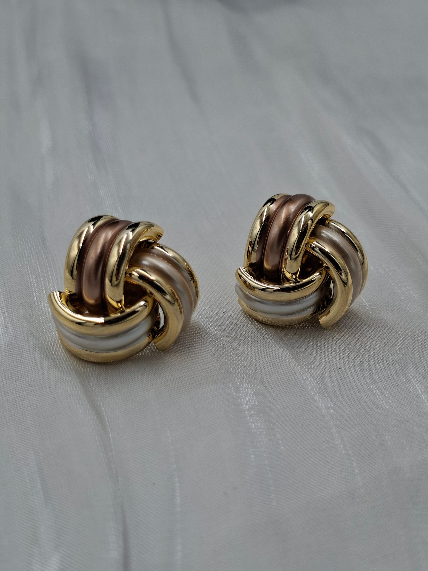 3 Tone Knot Earrings