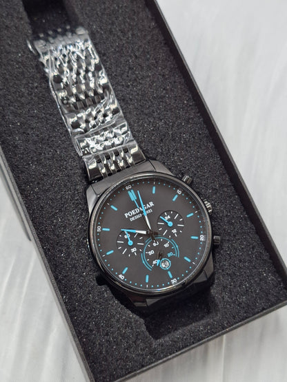 Black and Blue Chain Poedagar Wristwatch