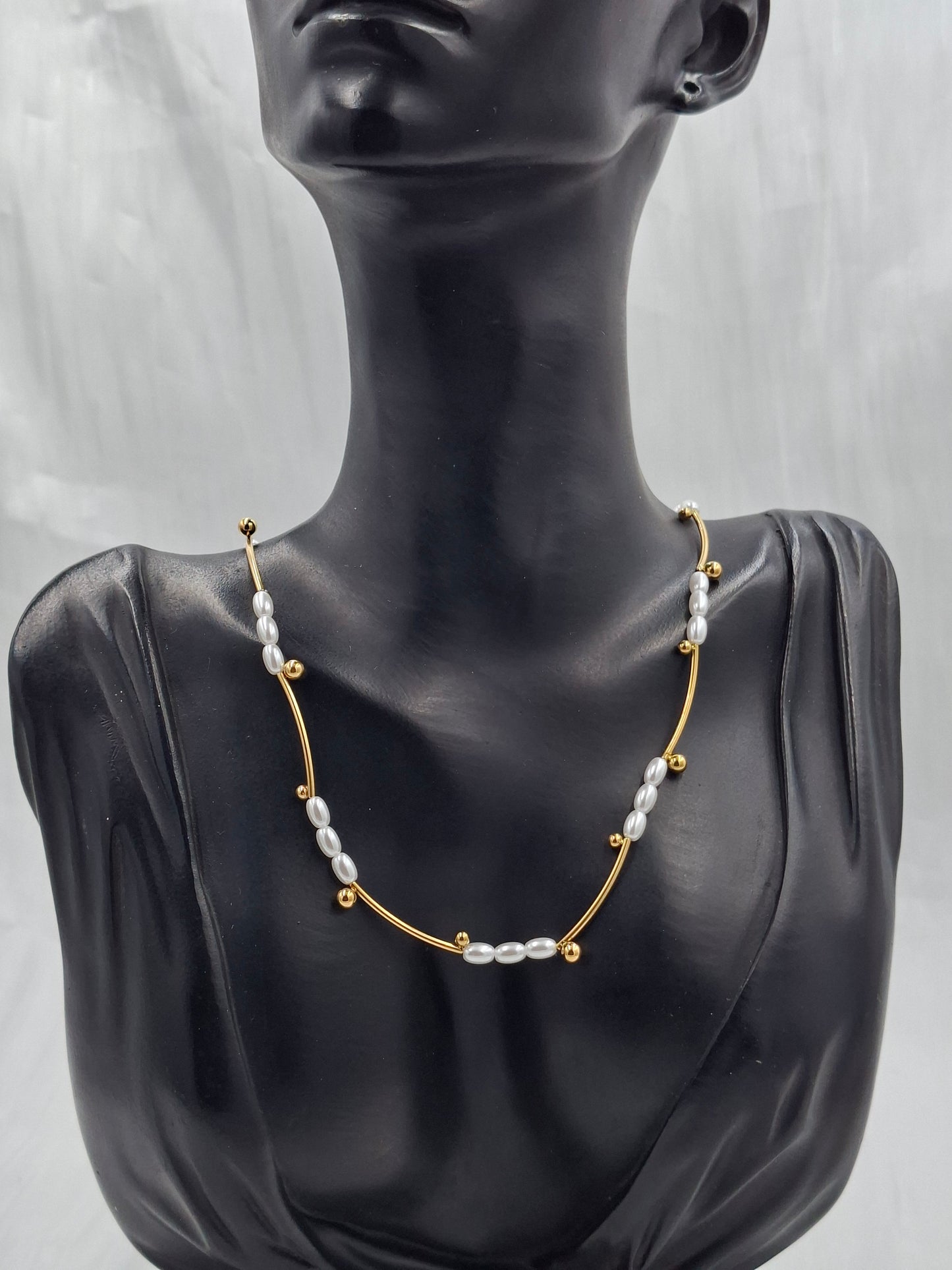 Gold Rice Pearl Necklace