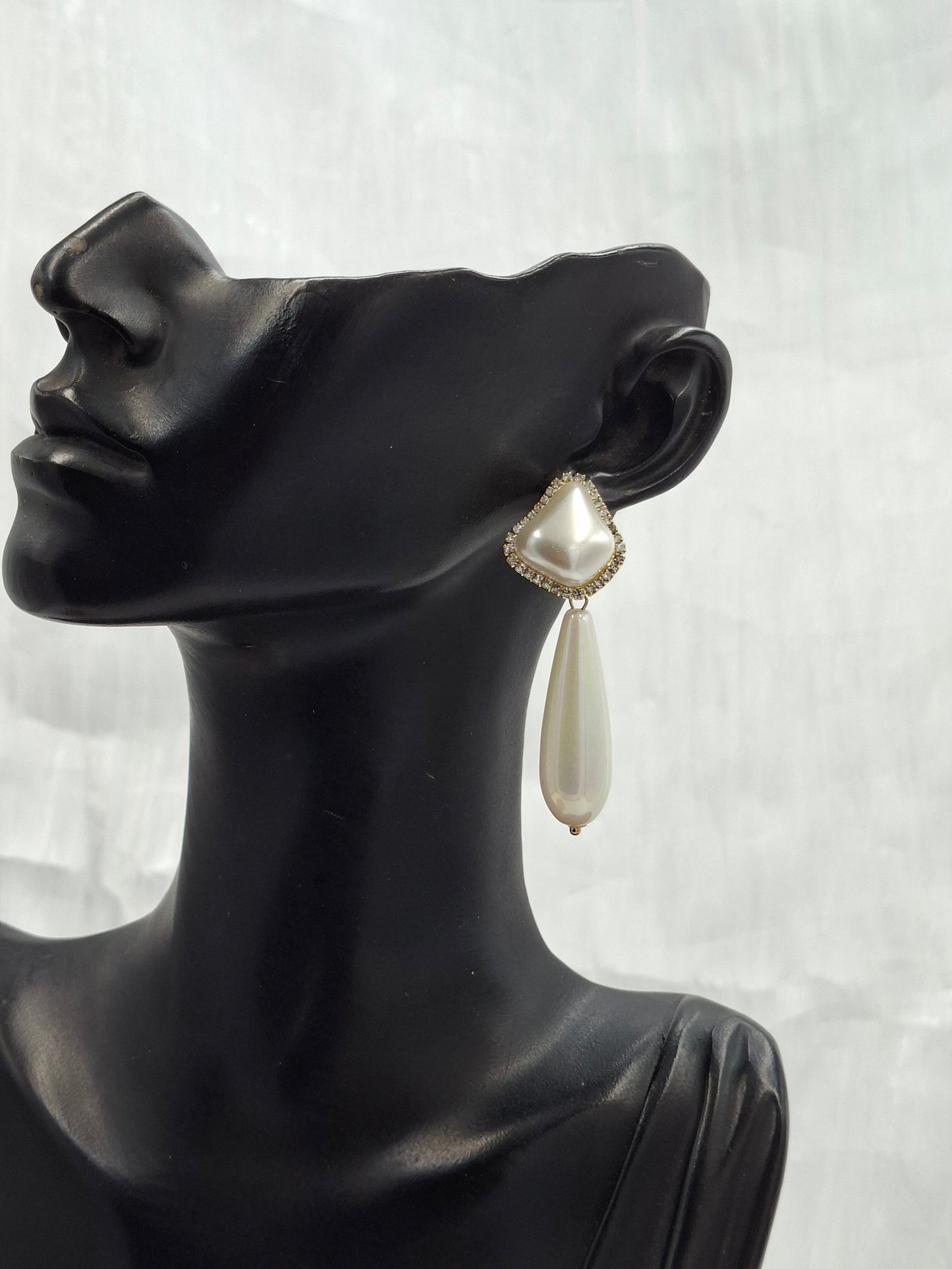 Elongated Pearl Drop Earrings