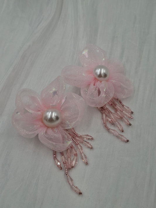 Pink Tinsel Earrings