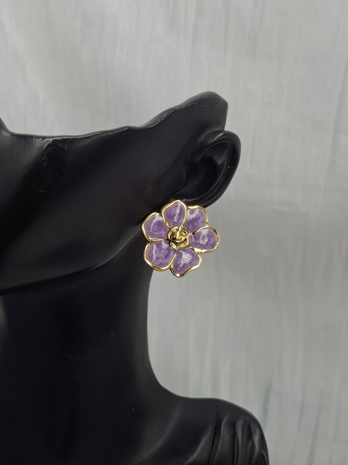 Purple Enamel Earrings