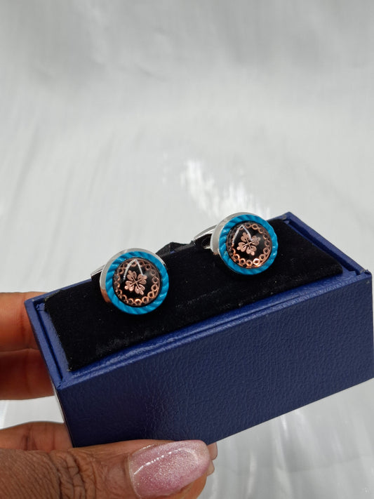 Silver and Blue Rope Cufflinks