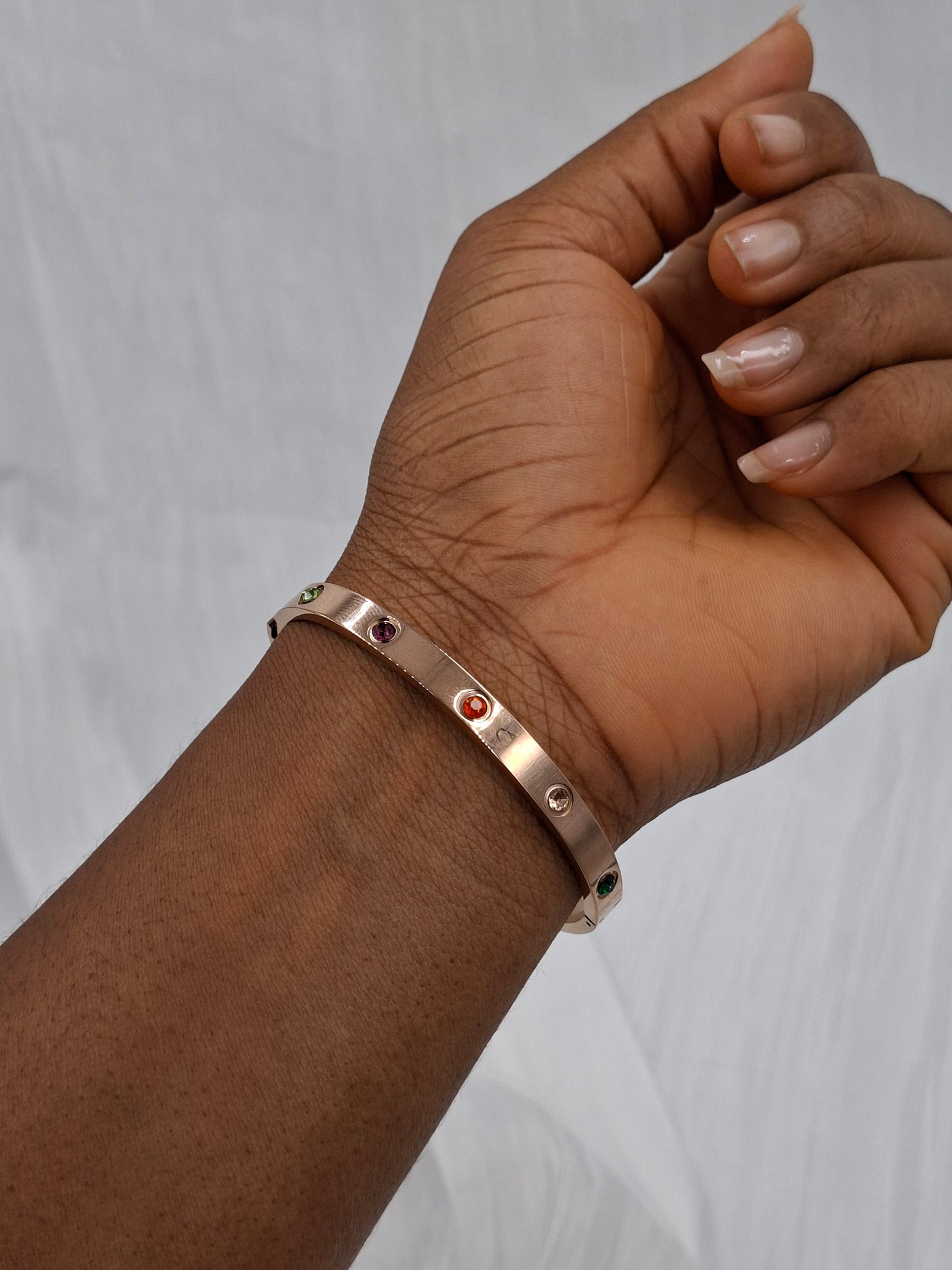 Rose-Gold Gemstone Bangle