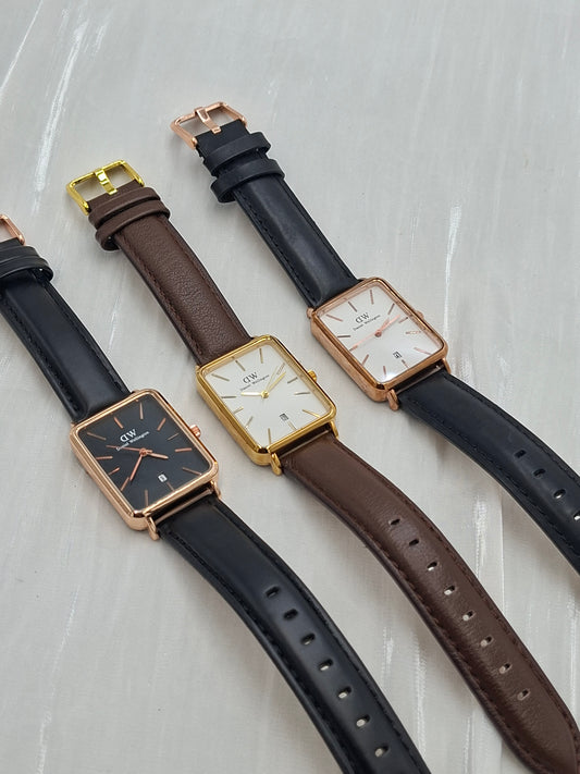 Box Head Leather Wristwatch