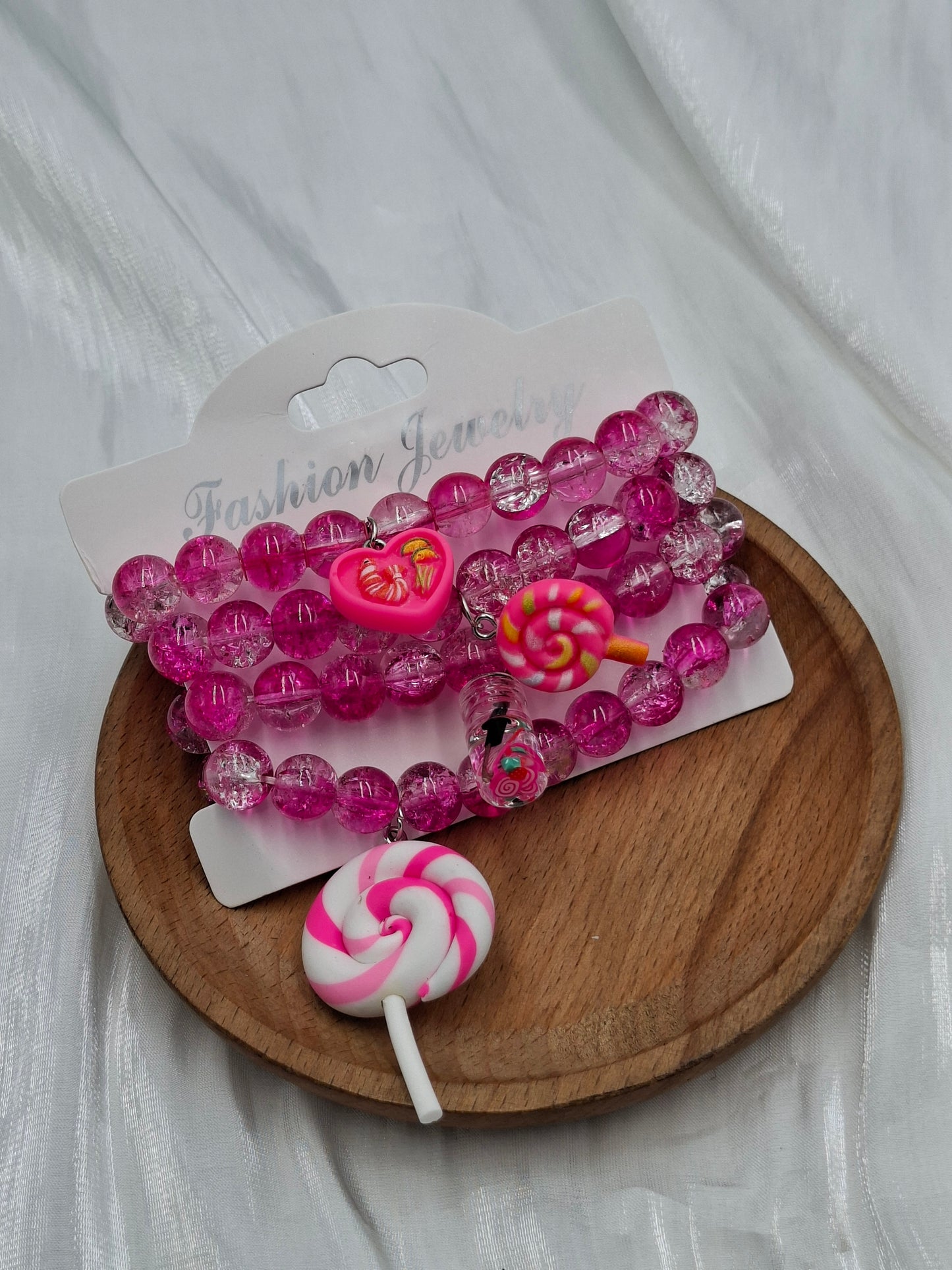 Dark Pink Glass Bead Bracelets
