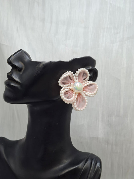 Pink/Pearl Flower Earrings