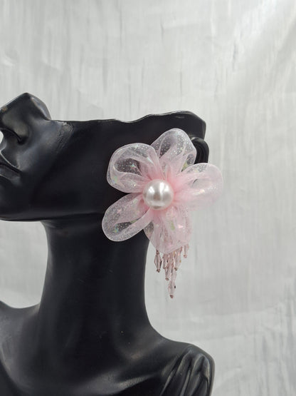 Pink Tinsel Earrings