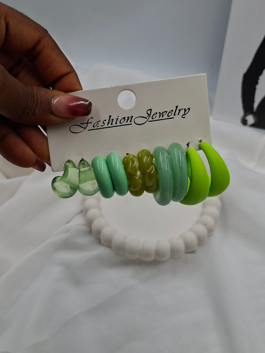 Green Acrylic Hoop Pack