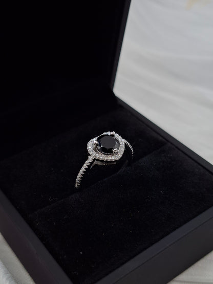 Onyx Aurora Moissanite Ring