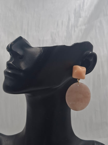 Glossy Cream Oval Earrings