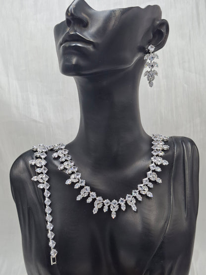 Vine CZ Bridal Necklace Set