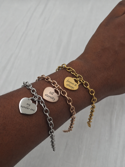 Customizable Heart Charm Bracelet