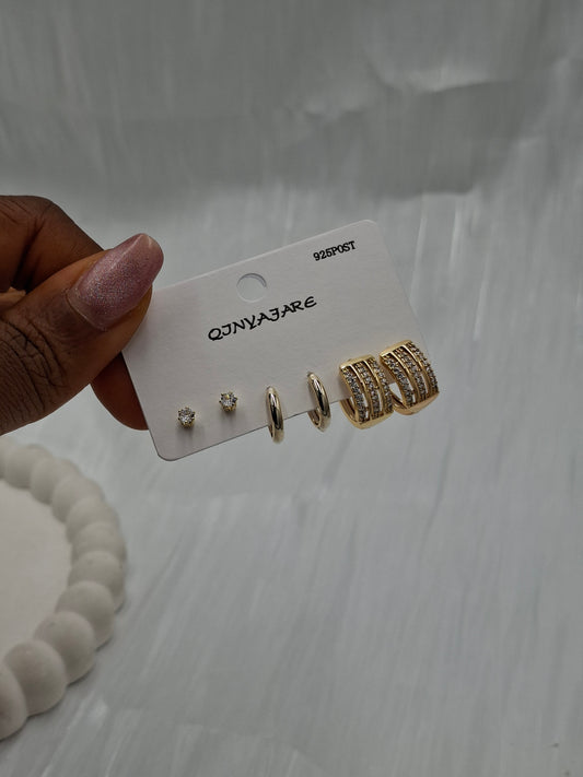 Gold Trio Earring Set