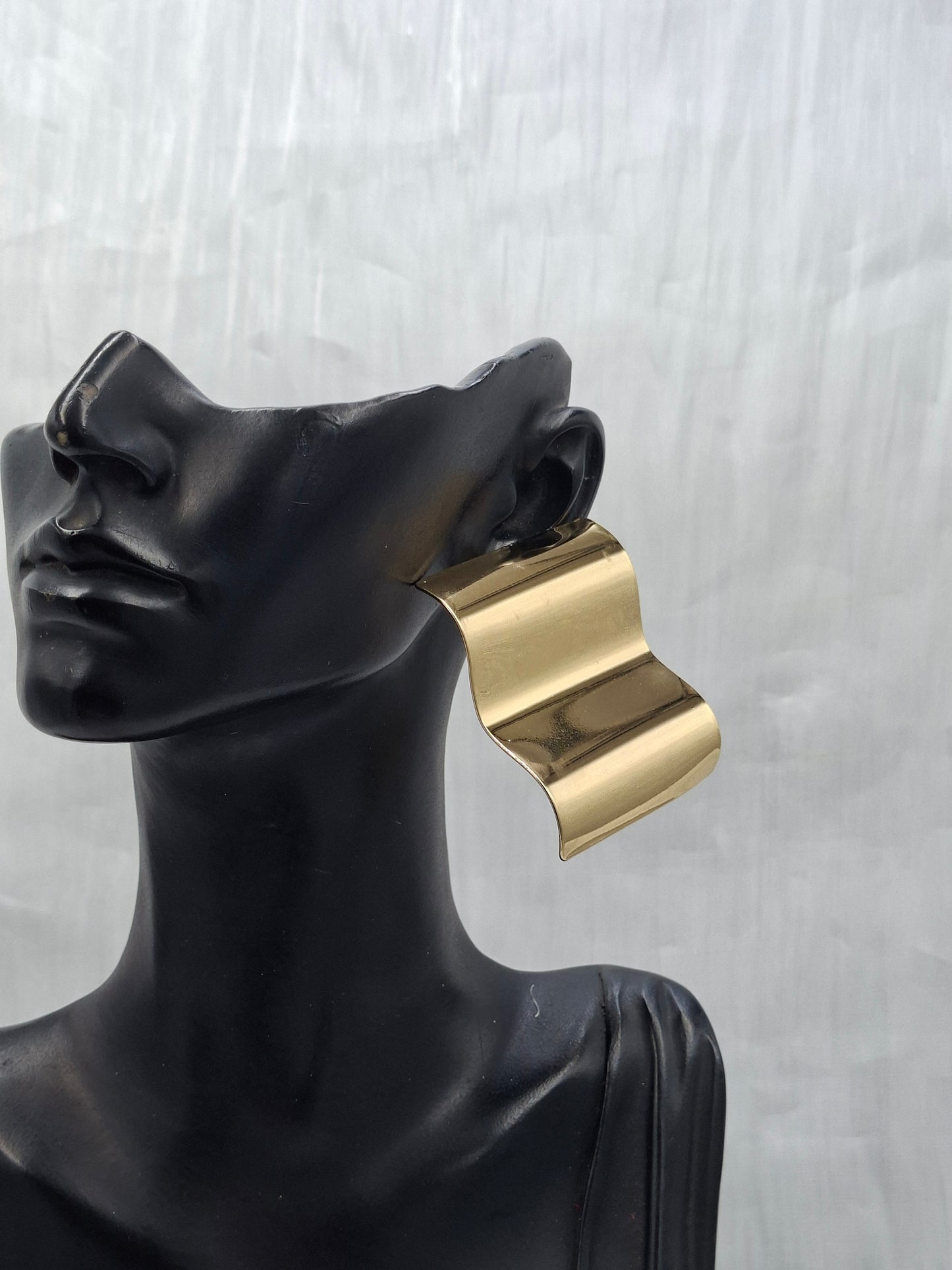 Gold Wave Sheet Earrings