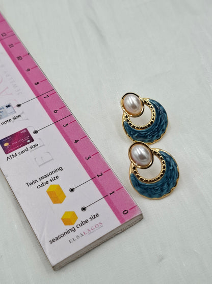 Blue Crescent Earrings