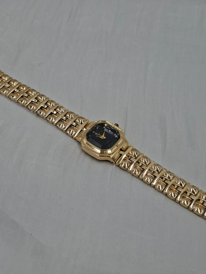 Gold and Black Octagon Wristwatch