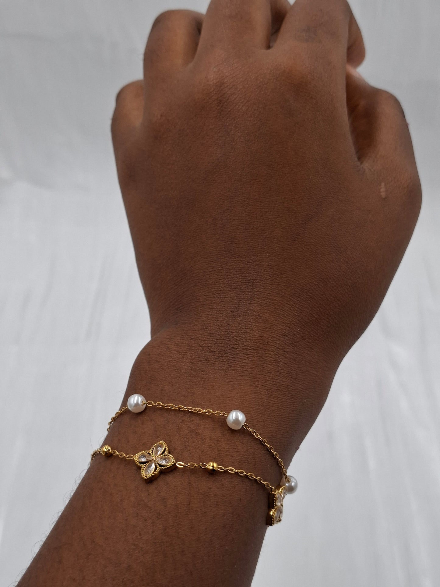 Pearl Clover Layered Bracelet