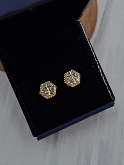 Hexagon Cross Stud Earrings