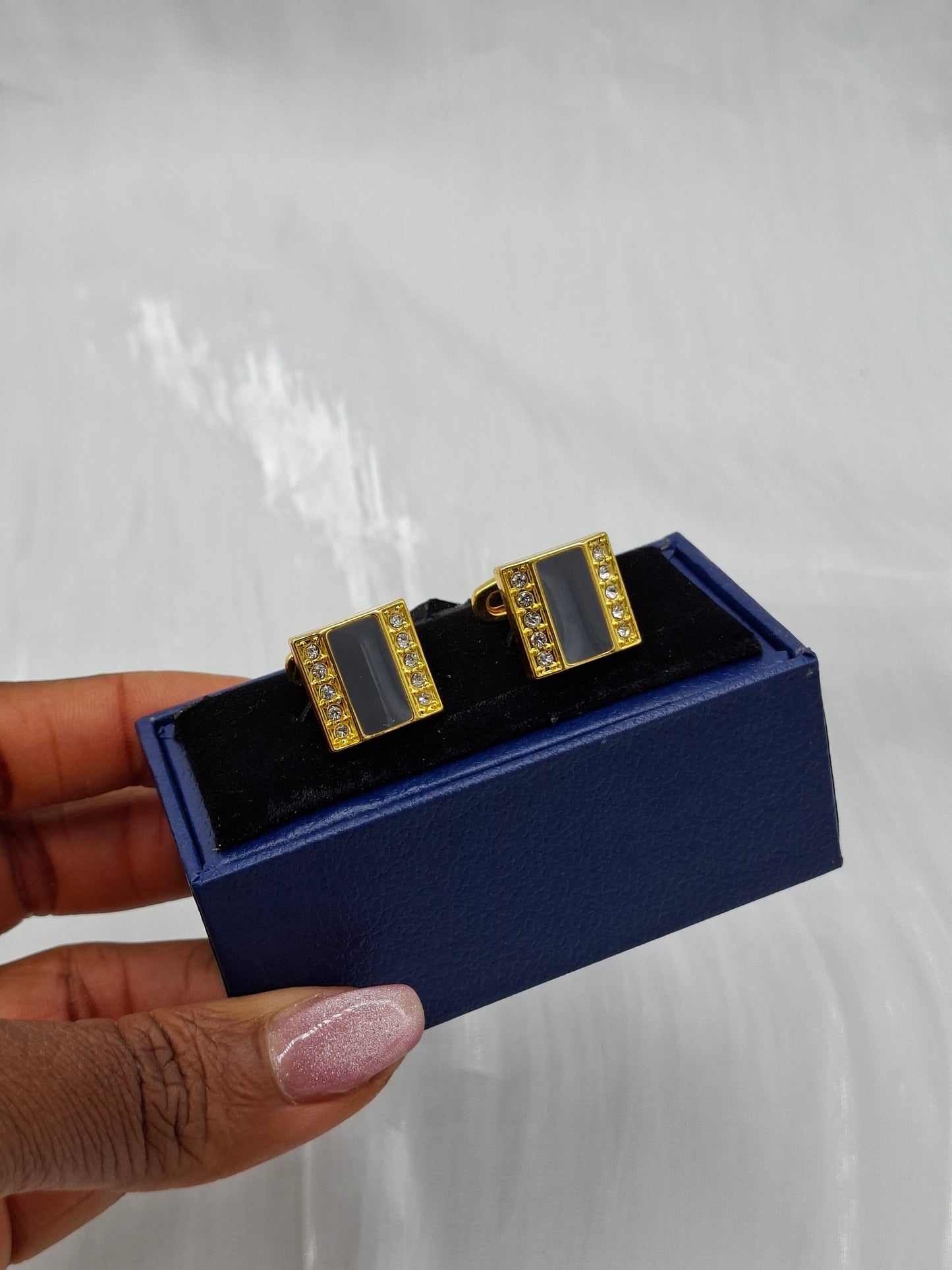 Gold and Grey Studded Cufflinks