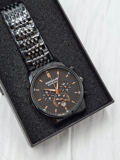 Black and Gold Chain Poedagar Wristwatch
