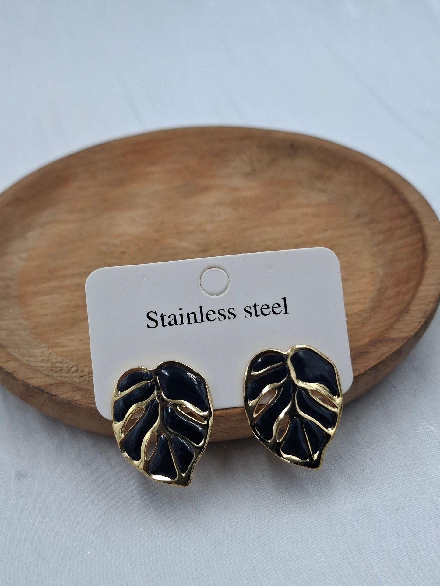 Black Tropical Palm Earrings