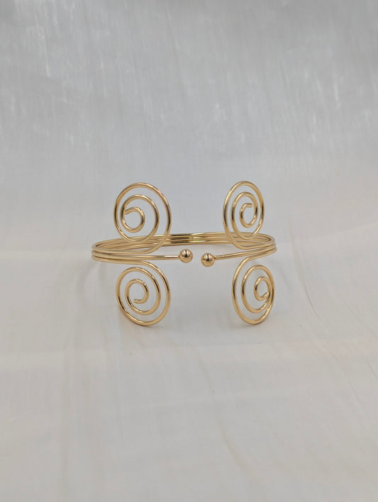 Gold Double Spiral Arm Cuff