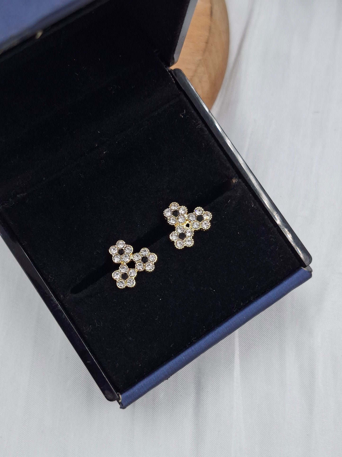 Gold and Black Stud Earrings