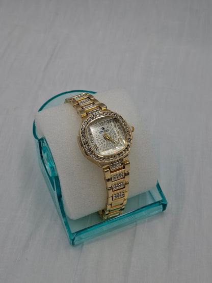 Rounded Square Gold Wristwatch